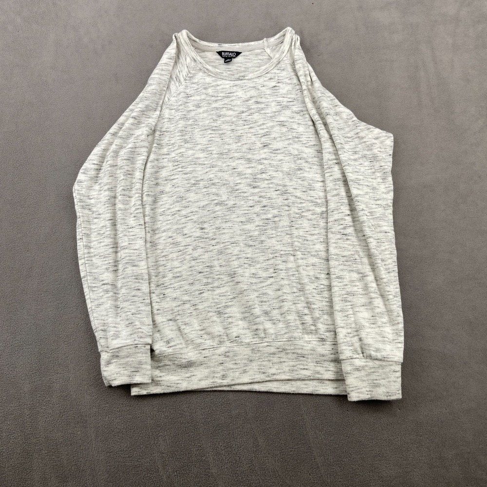 Buffalo David Bitton Sweatshirt Womens Medium Gray Space Dye Viscose Round Neck